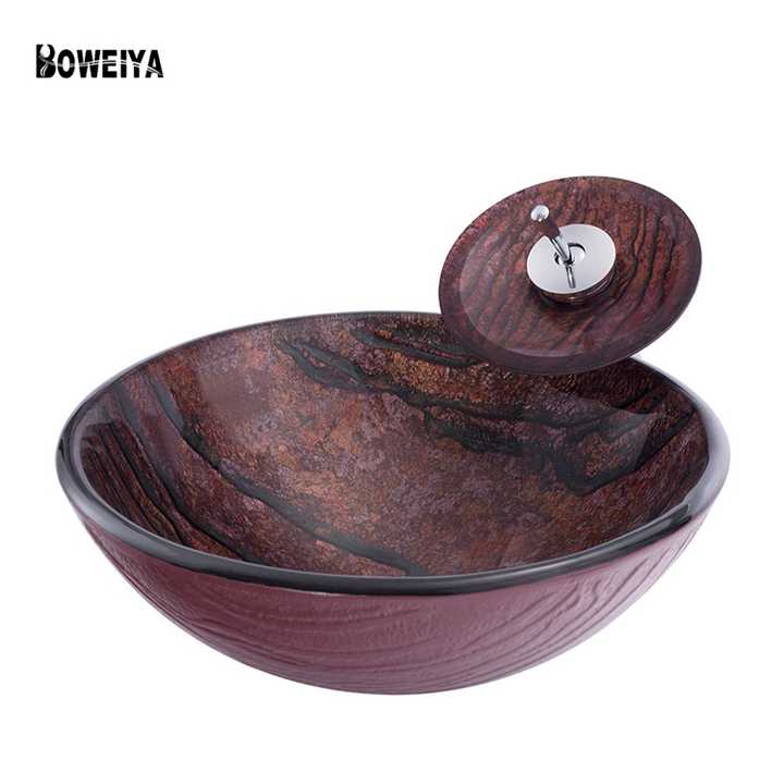 Tempered glass bathroom art wash basin public toilet wash basin glass wash basin 