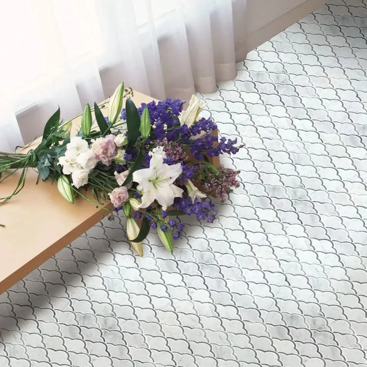 Gạch Mosaic Lục Giác Đá Trắng Carrara 10mm Nội Thất