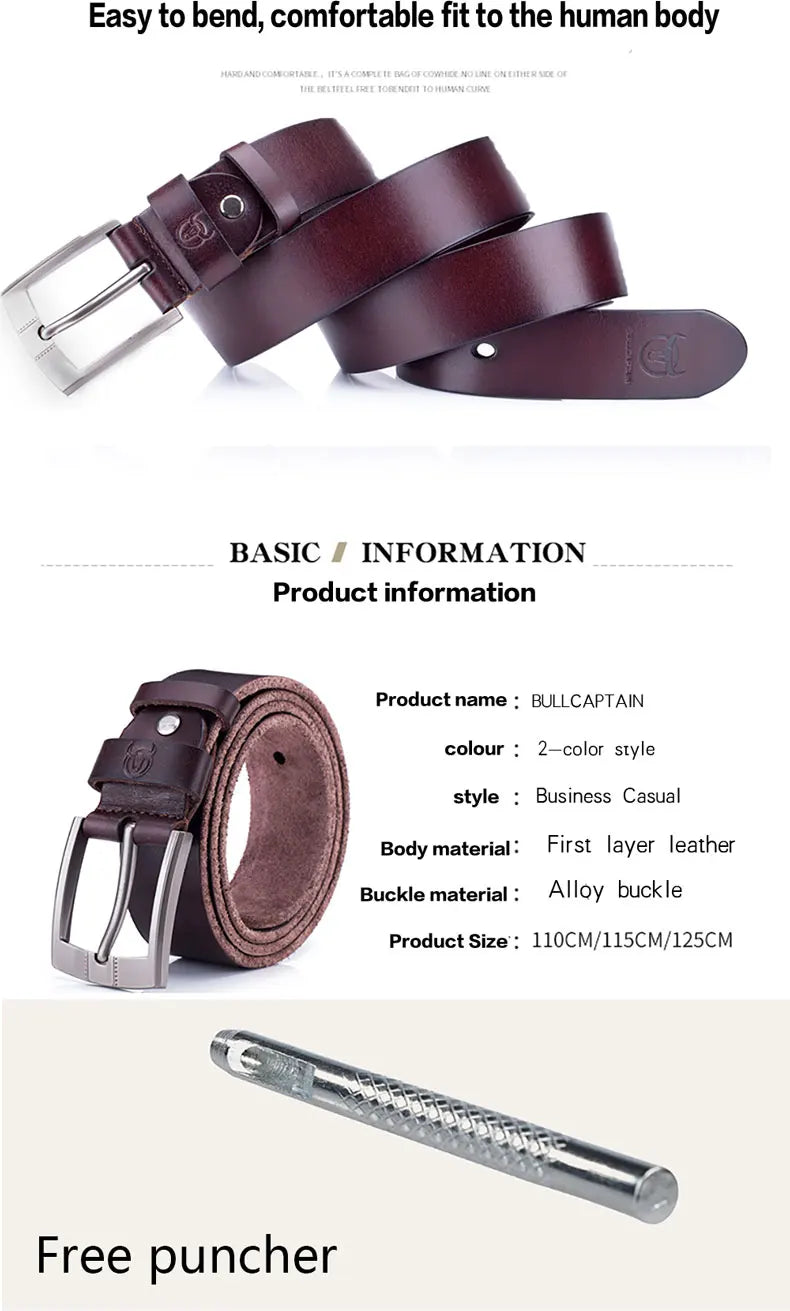 Thắt Lưng Nam Đẳng Cấp BULLCAPTAIN Retro Pin Classic