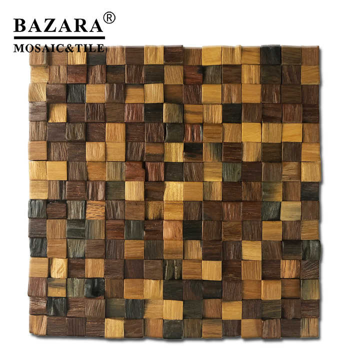 Classic style cedar wood mosaic wall tiles 