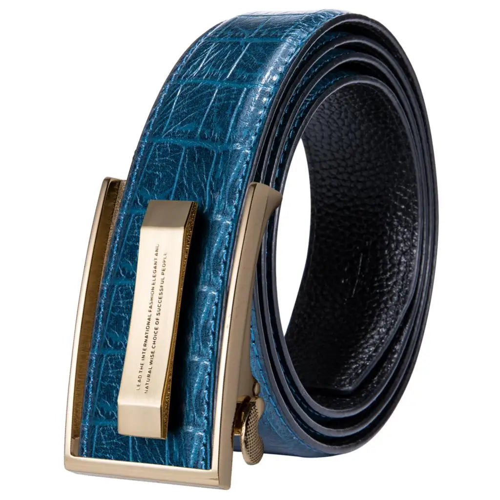 Green Crocodile Leather Belt with Automatic Gold Buckle 2020