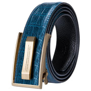 Green Crocodile Leather Belt with Automatic Gold Buckle 2020