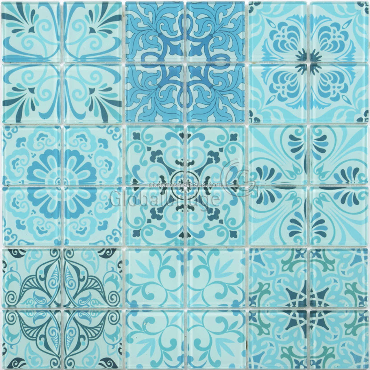 New design inkjet printed glass mosaic patterned tiles 