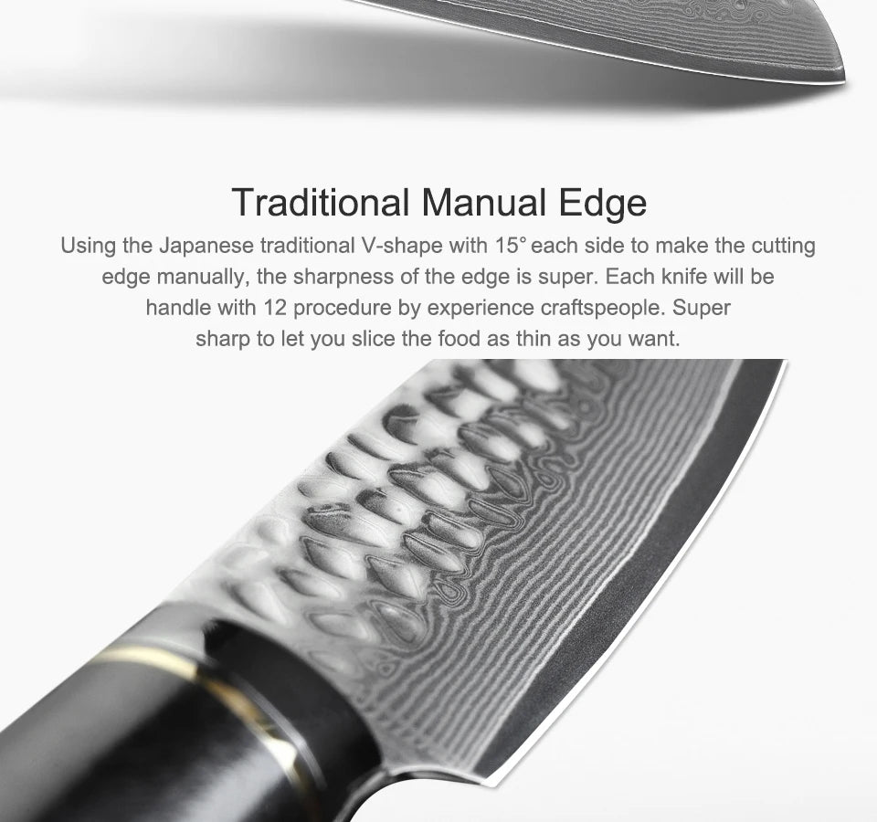 HEZHEN Japanese Kitchen Knife Set - High Quality Damascus Steel