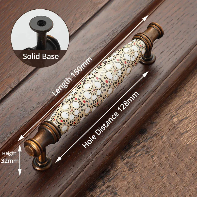 NAIERDI Vintage Bronze Ceramic Cabinet Handles Antique Drawer Knobs Wardrobe Door Handles European Furniture Handle Hardware - Daisan Mart