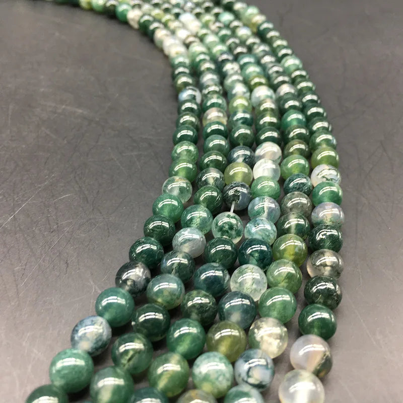 Natural green moss agate beads DIY bracelet