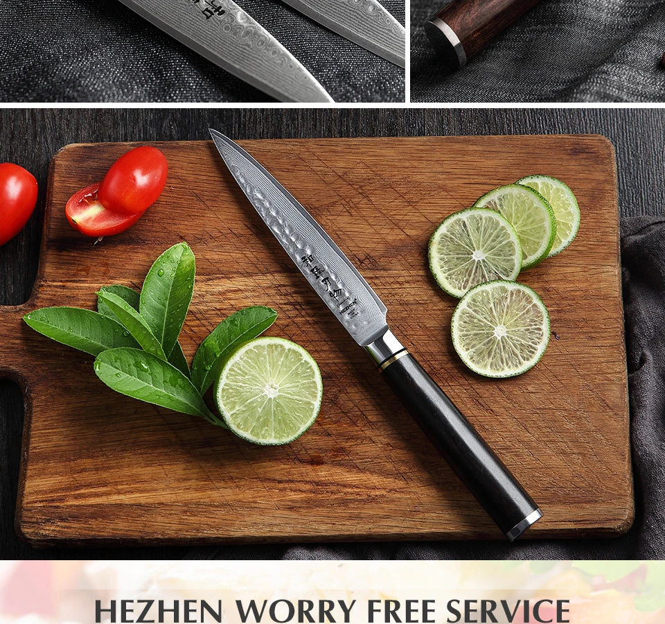 HEZHEN Japanese Kitchen Knife Set - High Quality Damascus Steel