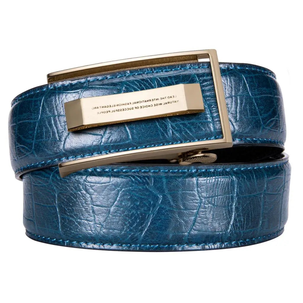 Green Crocodile Leather Belt with Automatic Gold Buckle 2020