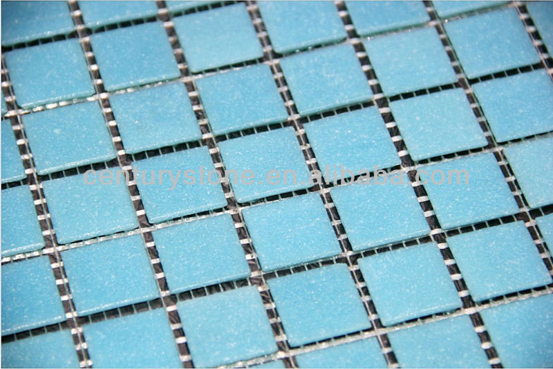 Cheap 1 inch square light blue glass mosaic tiles