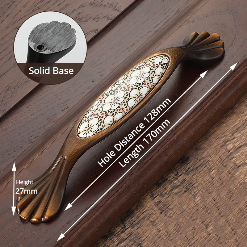NAIERDI Vintage Bronze Ceramic Cabinet Handles Antique Drawer Knobs Wardrobe Door Handles European Furniture Handle Hardware - Daisan Mart