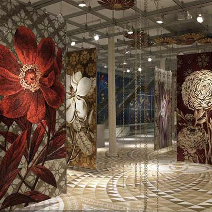 Modern red mosaic tile wall hanging glass painting for bathroom 