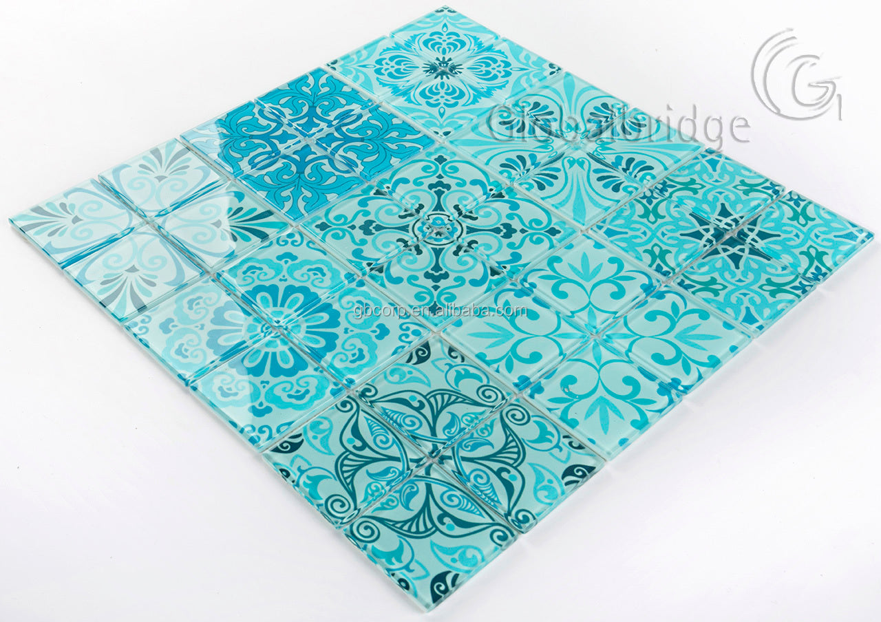 New design inkjet printed glass mosaic patterned tiles 