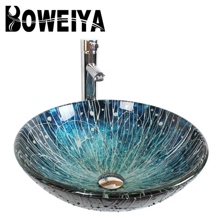 New Arrival Bathroom Set Glass Wash Basin 