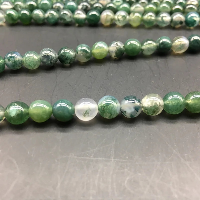 Natural green moss agate beads DIY bracelet