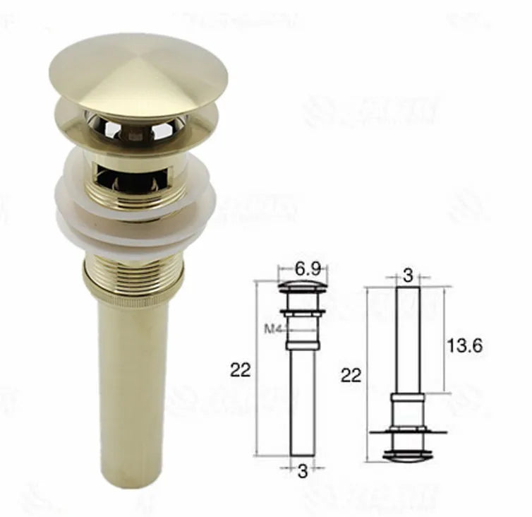 Bathroom Vessel Sink Drain Stopper, Push Pop up Drain - Daisan Mart