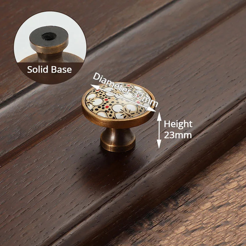 NAIERDI Vintage Bronze Ceramic Cabinet Handles Antique Drawer Knobs Wardrobe Door Handles European Furniture Handle Hardware - Daisan Mart