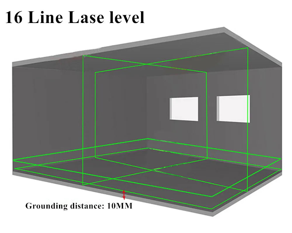 New Fukuda Professional 16 Line 4D Laser Level Japan Sharp Green 515NM Beam 360 Vertical And Horizontal Self-leveling Cross - Daisan Mart