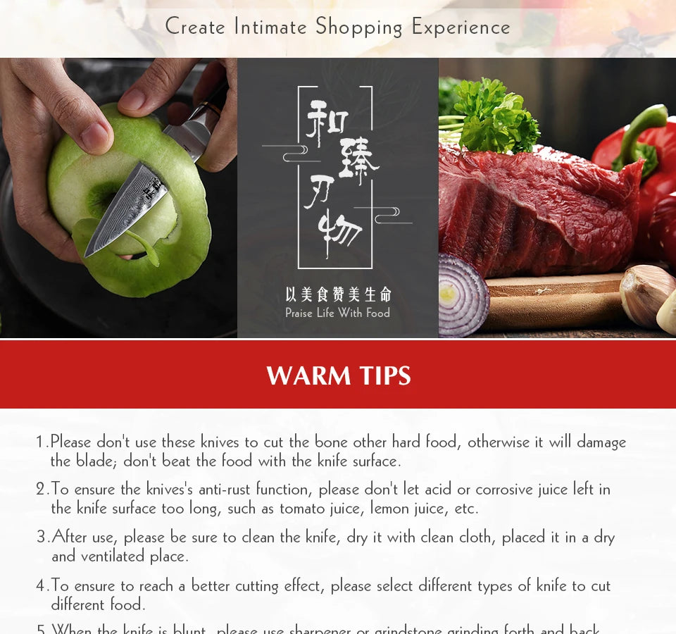 HEZHEN Japanese Kitchen Knife Set - High Quality Damascus Steel