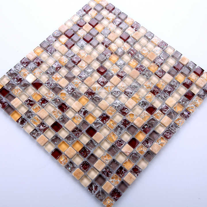 Natural Stone Block Glass Mosaic Tiles Wall Decoration