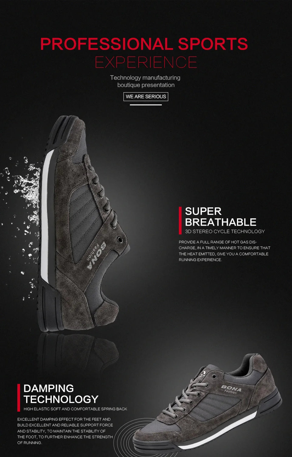 BONA Skateboarding Shoes for Men and Women Breathable Multi-Function