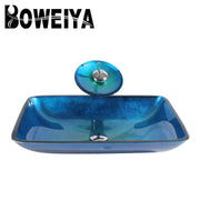 Best Selling Products Bathroom Cabinet Rectangular Glass Wash Basin 