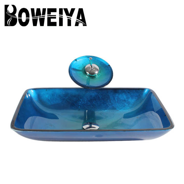Best Selling Products Bathroom Cabinet Rectangular Glass Wash Basin 