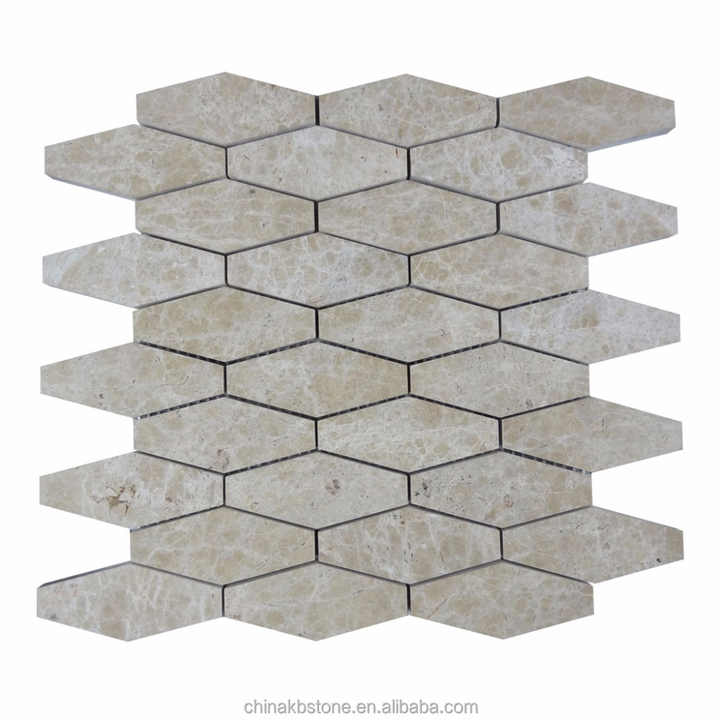 Long Hexagon Beige Burma Marble Mosaic Tile