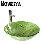 Guangdong Foshan Lavabo Round Green Glass Wash Basin Tempered Glass Wash Basin Design 