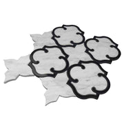 White marble and black marble mosaic tiles modern design, waterjet cut, polished finish, 1 year warranty - for villa 