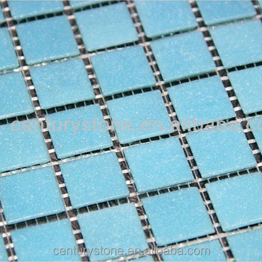 Cheap 1 inch square light blue glass mosaic tiles
