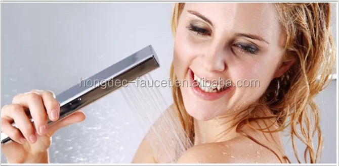 Luxury Brass Chrome LED Waterfall Shower Faucet Wall Mounted