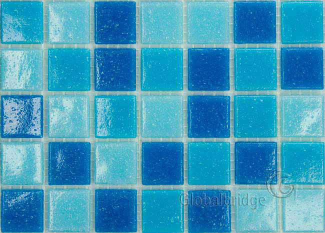 Round Multicolor Blue Glass Mosaic Tiles For Swimming Pool 