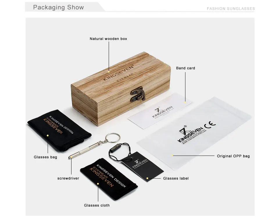 Kính Mát Gỗ KINGSEVEN UV400 Phân Cực Nam Nữ