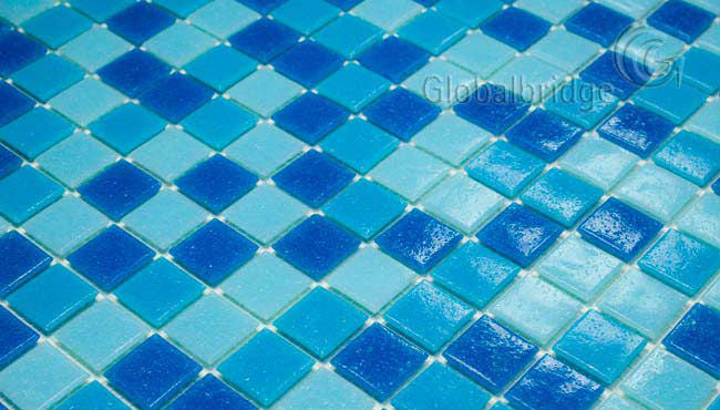 Round Multicolor Blue Glass Mosaic Tiles For Swimming Pool 