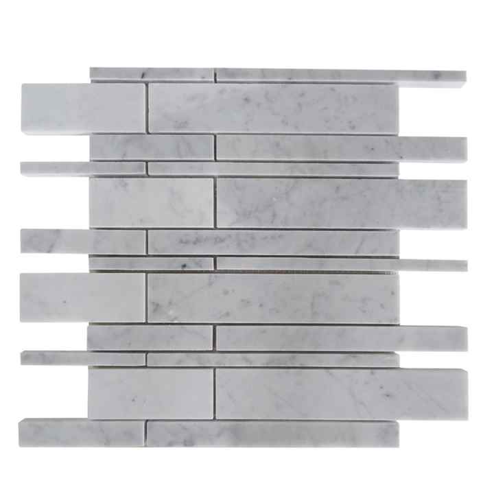 Carrara Marble White Polished Mosaic Tile 1" X 2"