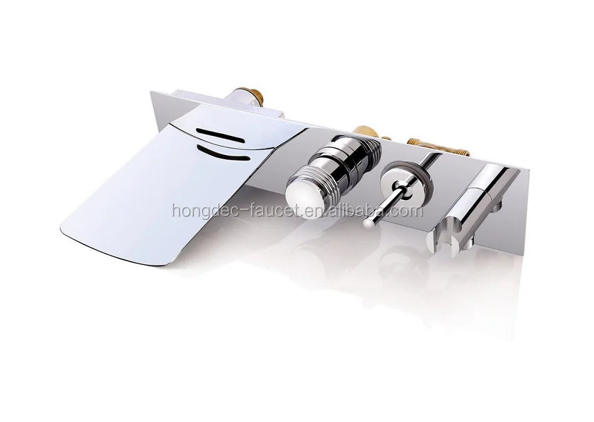 Luxury Brass Chrome LED Waterfall Shower Faucet Wall Mounted