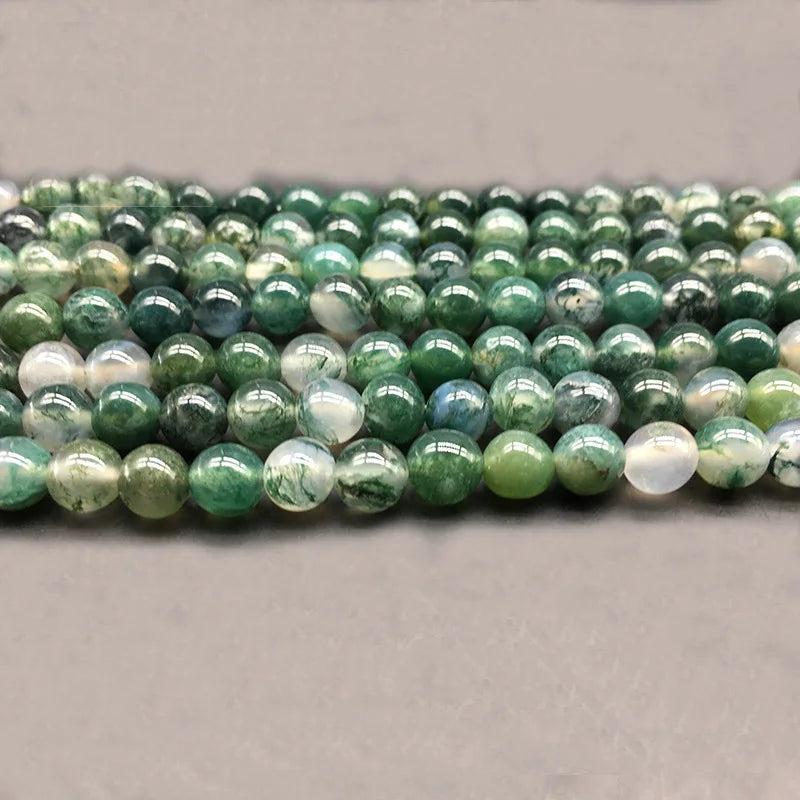 Natural green moss agate beads DIY bracelet