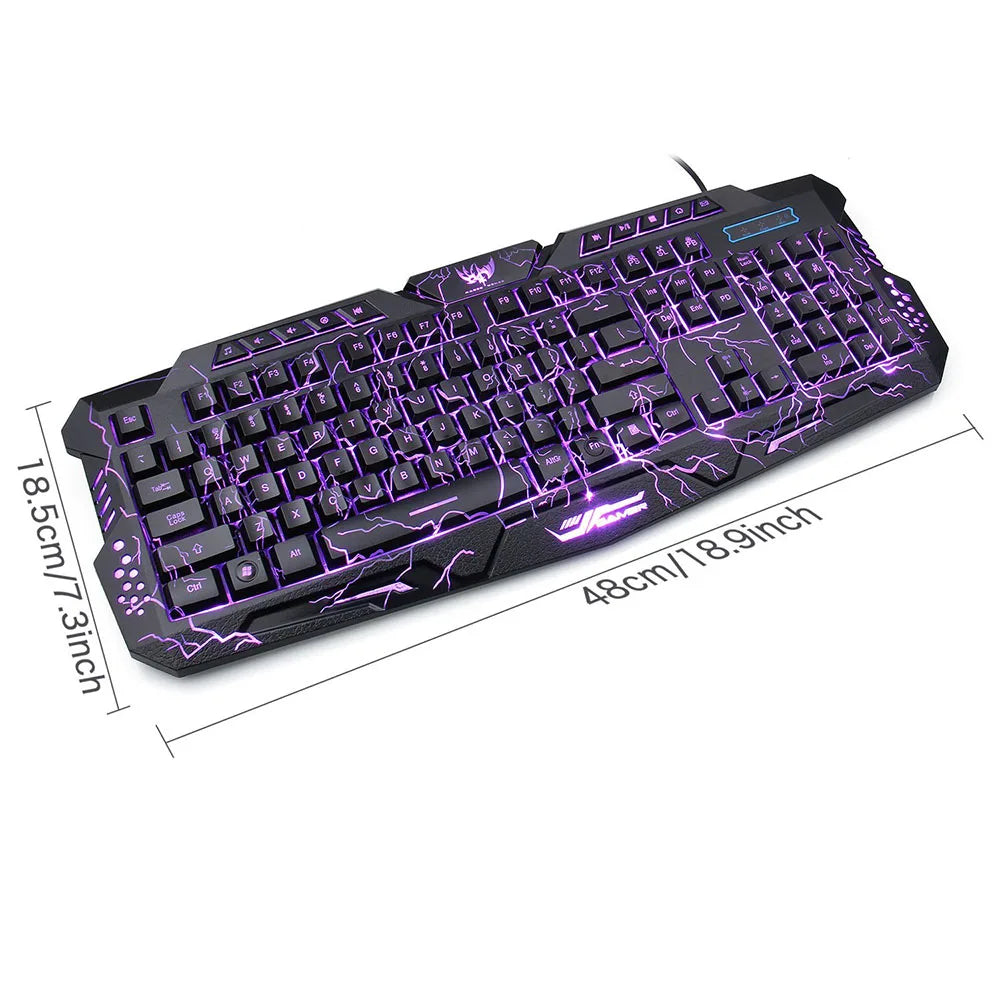 Color-changing LED mechanical keyboard with mouse pad for gamers