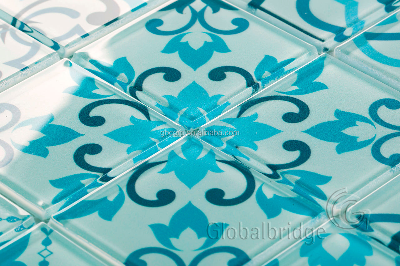 New design inkjet printed glass mosaic patterned tiles 