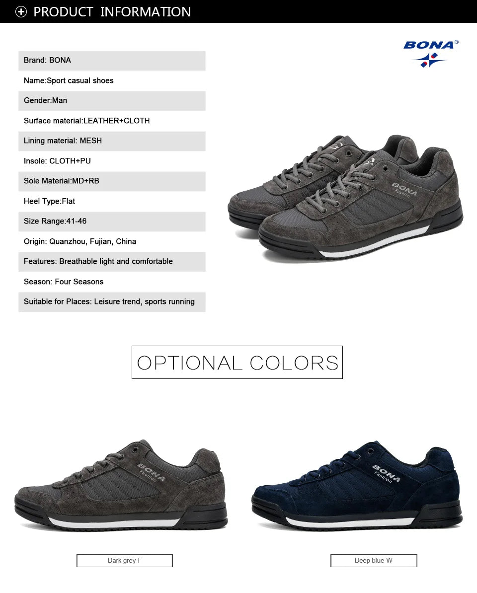 BONA Skateboarding Shoes for Men and Women Breathable Multi-Function