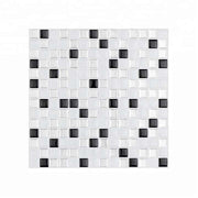 Miếng dán tường chống nấm mốc màu đen trắng bạc hình vuông 3D bằng nhựa vinyl khảm