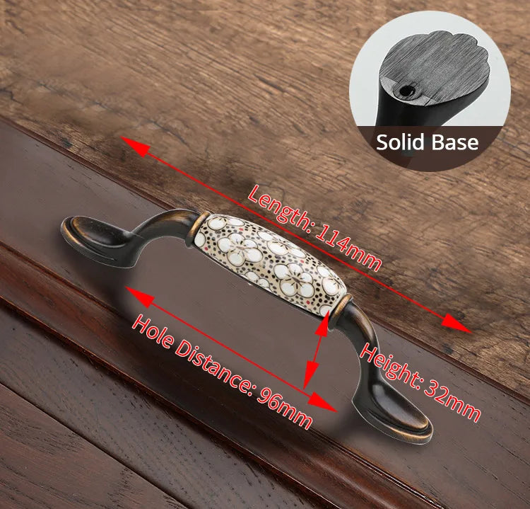NAIERDI Vintage Bronze Ceramic Cabinet Handles Antique Drawer Knobs Wardrobe Door Handles European Furniture Handle Hardware - Daisan Mart