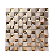 Decorative wall tiles made of aluminum mixed with 3D mirror glass with luxurious rose gold border