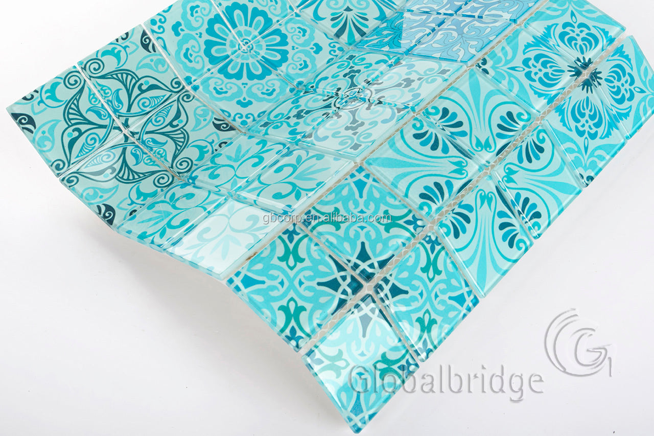 New design inkjet printed glass mosaic patterned tiles 
