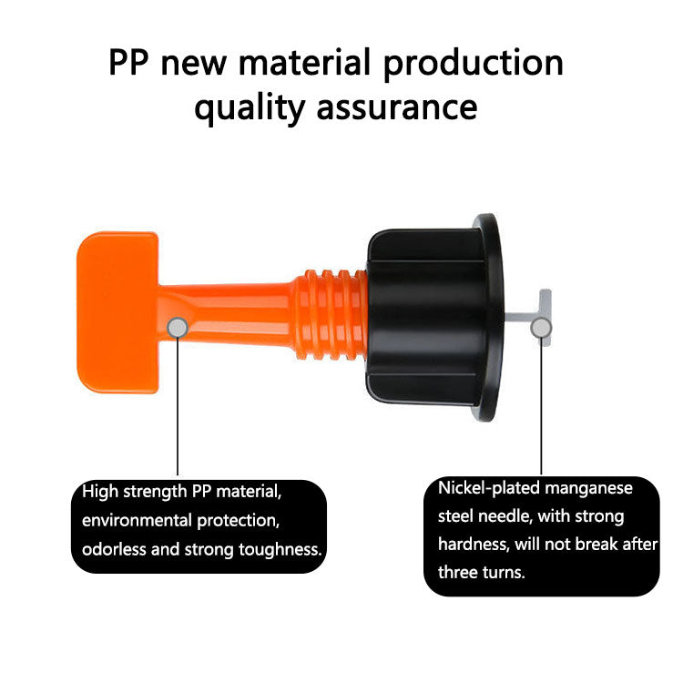 Reusable plastic T-type tile leveling system with special tightening tool 