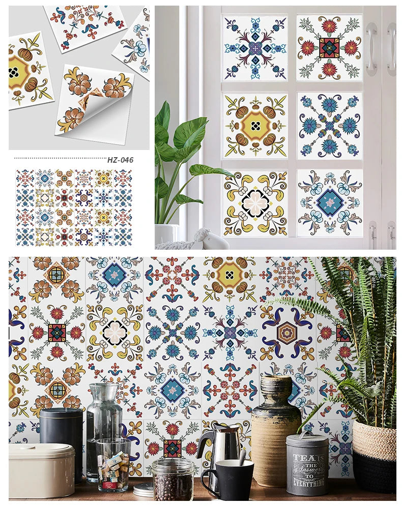 24pcs Retro Gray Kitchen Tile Sticker Wall Waterproof Self Adhesive Wallpaper PVC Furniture Cabinet Surface DIY Decorative Decal