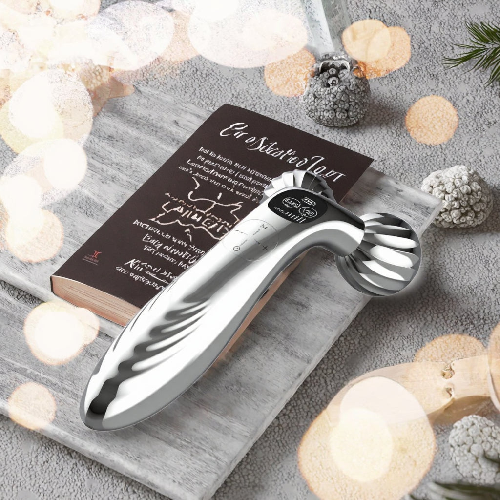 Handheld body massager made of ABS material, rechargeable, US plug, Gua Sha set, vibrating ball roller, anti-puffiness. 