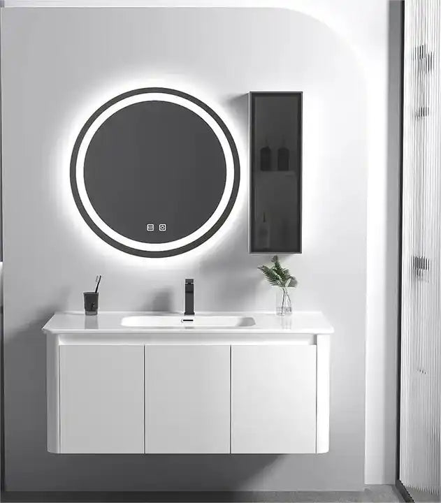 Wholesale luxury wash basin cabinet Chaozhou, Modern white aluminum bathroom vanity 
