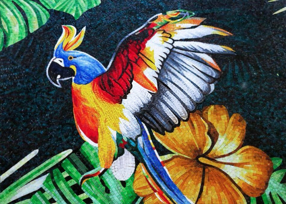 Custom made colorful blue bird mosaic from factory 
