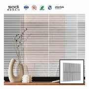 Hall Home Bar Decorative Hanging Bar Custom Silver Gray Stainless Steel Metal Gold Strip Mosaic Tile With Mesh Mounting 